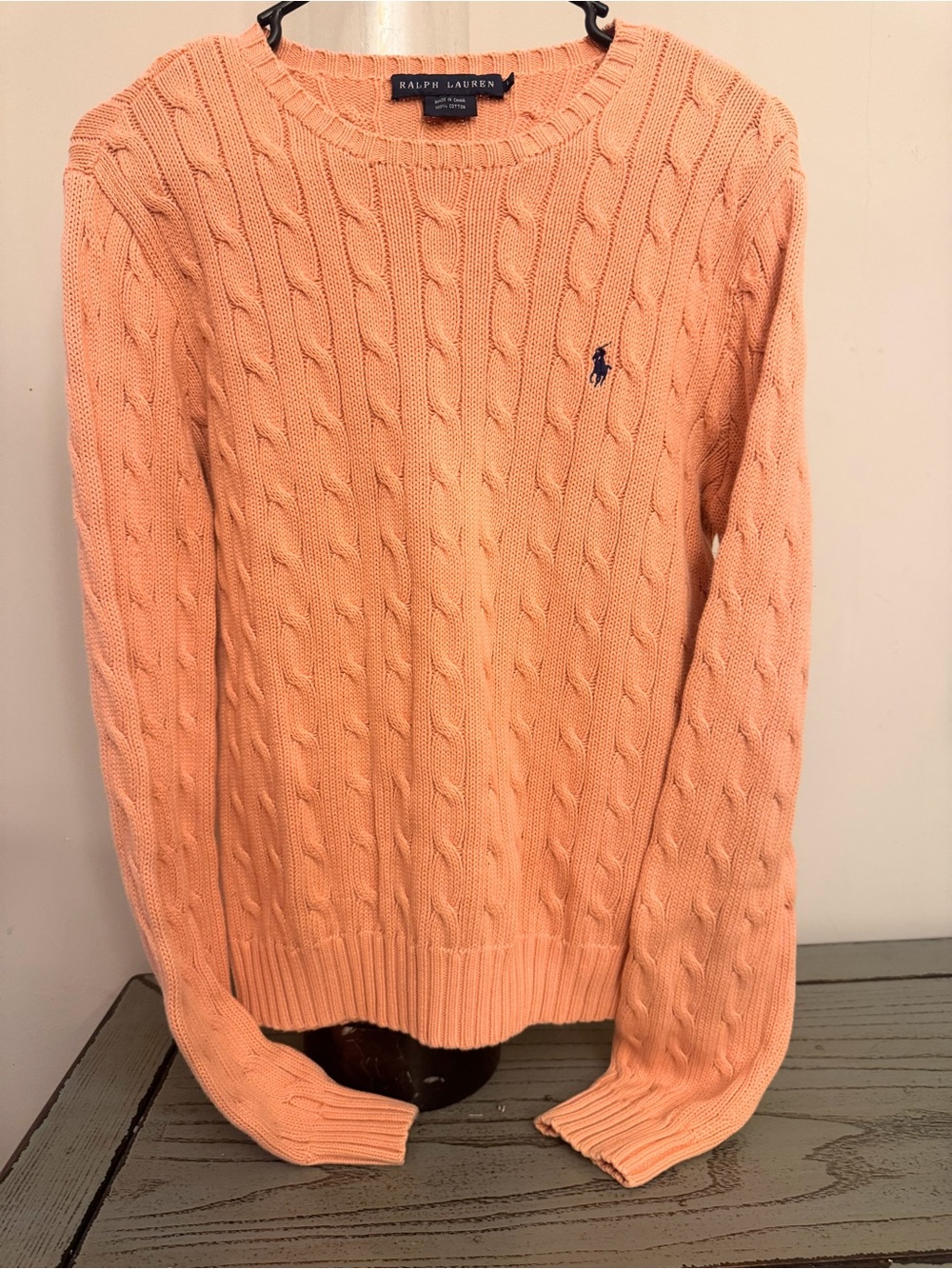 Ralph Lauren Women’s L Coral Cotton Sweater. Runs small…see measurements.